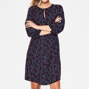 Boden Navy Stars Vanessa Shift Dress 3/4 Sleeves Size 2R Nautical American 🇺🇸